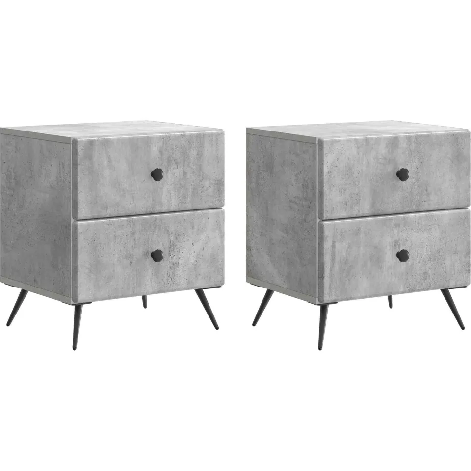 vidaXL Nachtkastje 2 st Betongrijs 43 x 34,5 x 47,5 cm Bewerkt hout grijs, foto 3