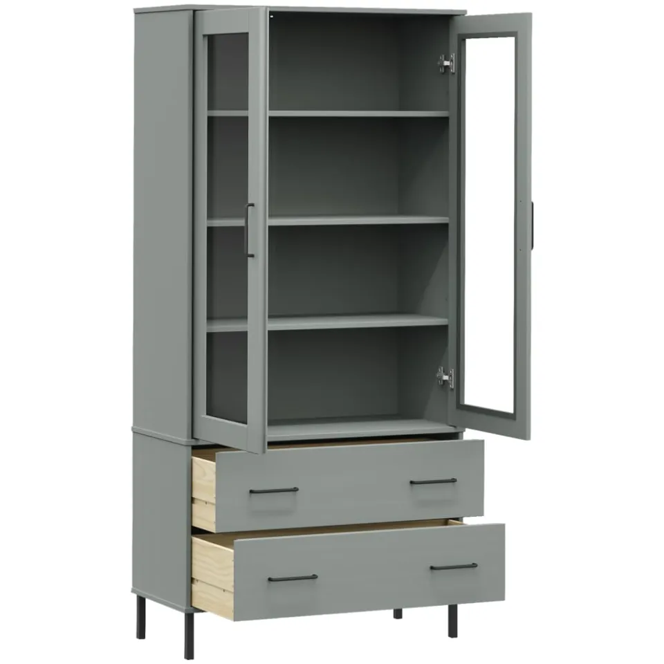vidaXL Boekenkast met metalen poten OSLO 85x35x172,5 cm hout grijs, foto 3