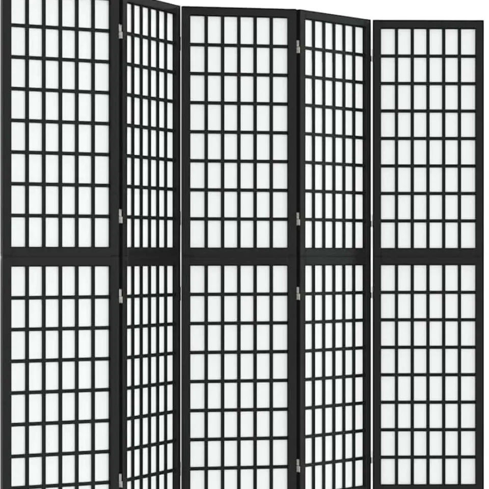 vidaXL Kamerscherm inklapbaar 5 panelen Japanse stijl 200x170 cm zwart, foto 3