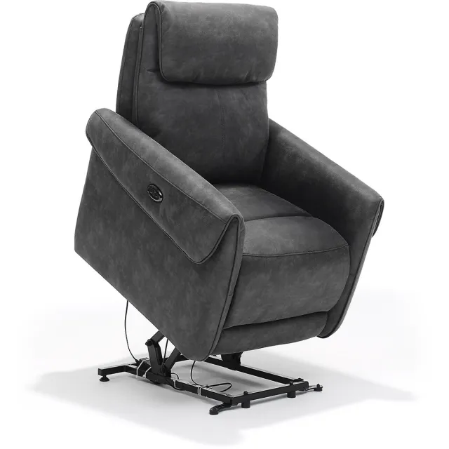 The Seats Relaxfauteuil Milan – Microleder – Sta-op stoel - Elektrisch Verstelbaar – Luxe Comfortstoel - Antraciet