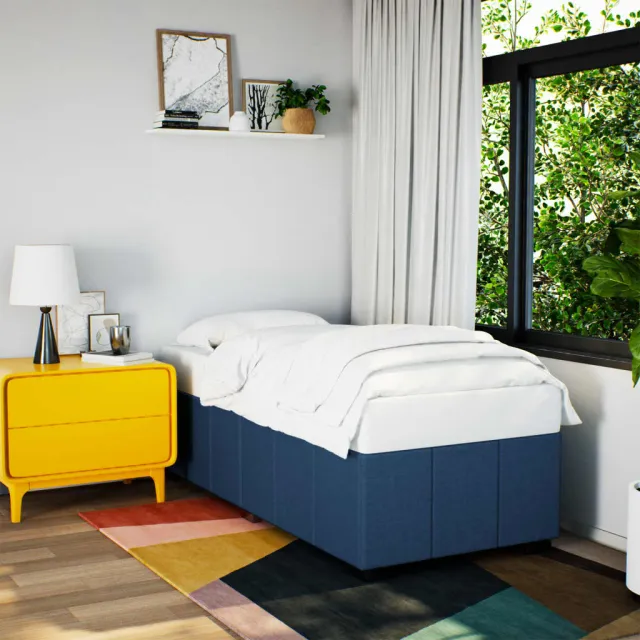 vidaXL Bedframe zonder matras 90x200 cm stof blauw