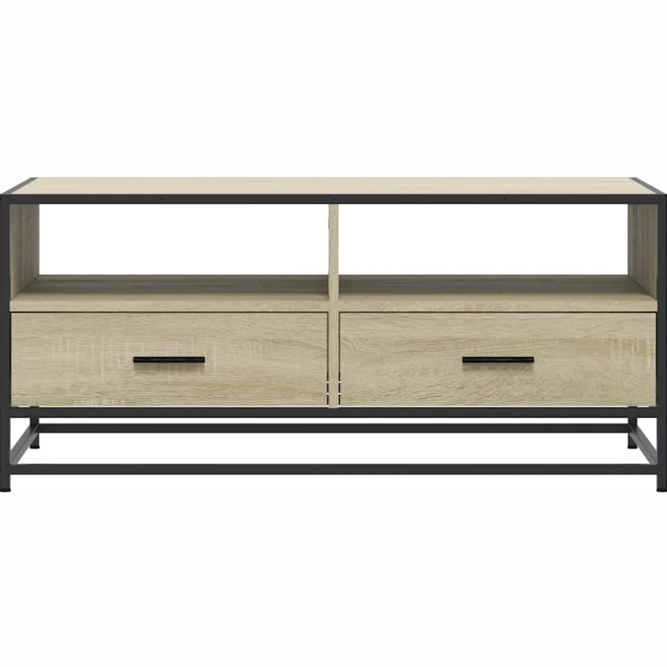 vidaXL Salontafel 100x50x45 cm bewerkt hout en metaal sonoma eiken, foto 4
