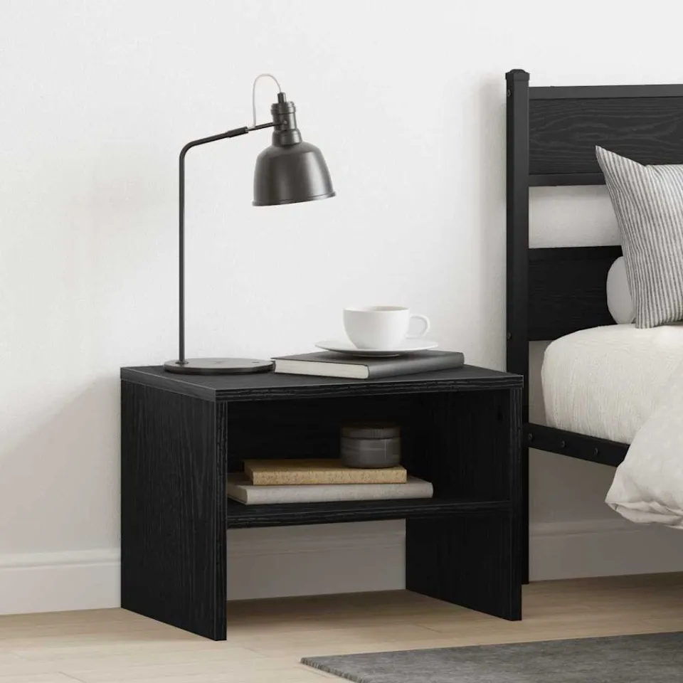 vidaXL Nachtkastje 2 st Zwart eiken 40 x 30 x 30 cm Bewerkt hout, foto 4