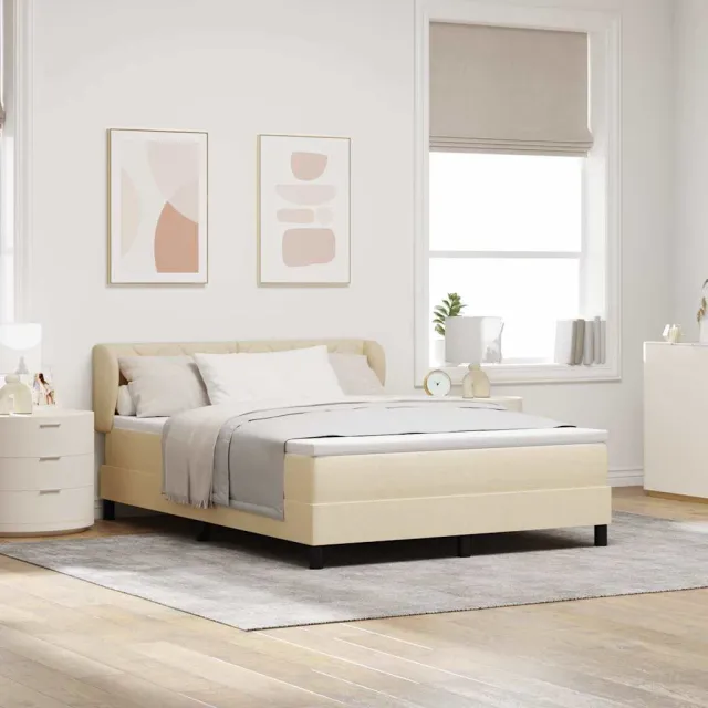 vidaXL Boxspringbed met hoofdeinde Crème 140 x 190 cm Stof