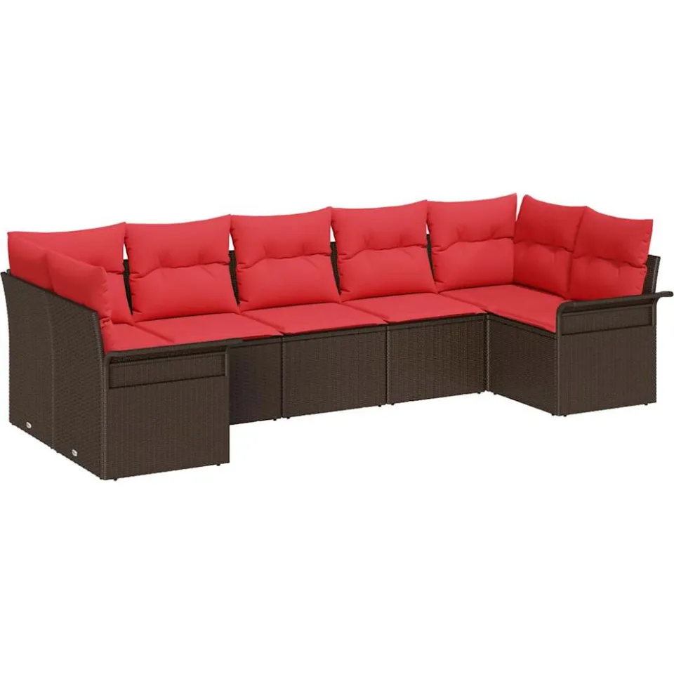 vidaXL Tuin Sofa Set 7 st Bruin poly rattan, foto 4