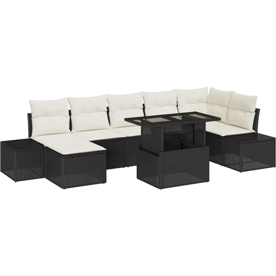 vidaXL Tuin Sofa Set 8 st Zwart poly rattan