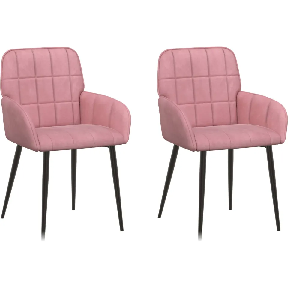 vidaXL Eettafelstoelen 2 st fluweel Roze 56.5 x 50 x 85 cm, foto 3