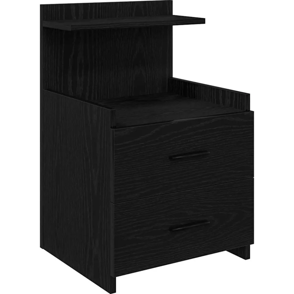 vidaXL Nachtkastje met 2 lades zwart 40x36,5x62 cm, foto 4