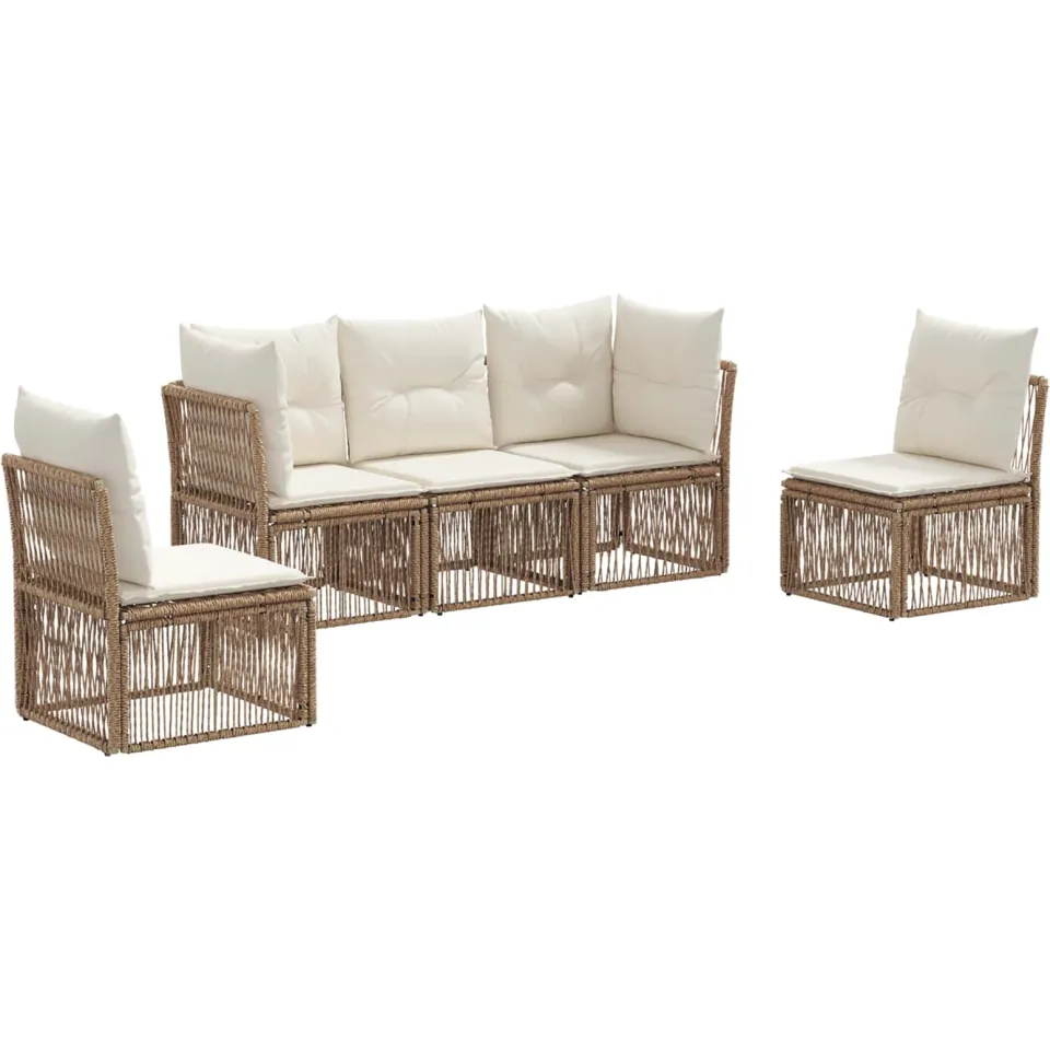 vidaXL Tuinbankenset 5 st 5-zits Beige poly rattan
