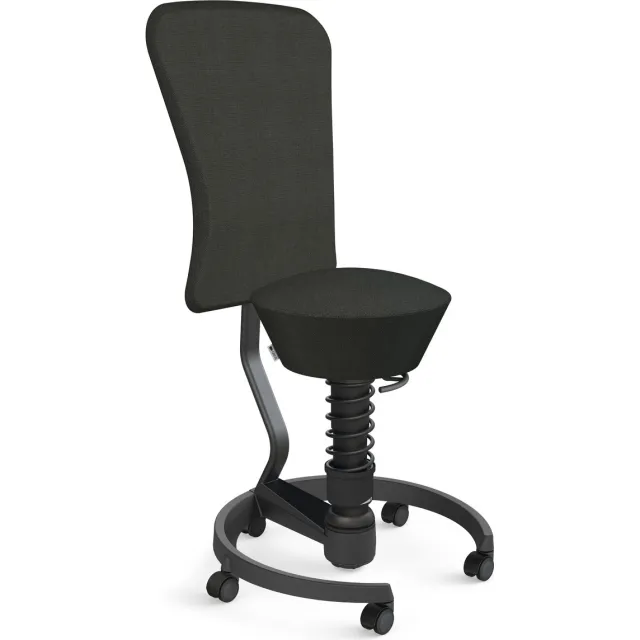 AERIS SWOPPER with backrest footring with castors (soft floor), black spring strut type: standard, black, spring black seat cover: wool blend Capture (Gabriel), black melange backrest pole: black, backrest cover: wool blend Capture (Gabriel), black Black soft