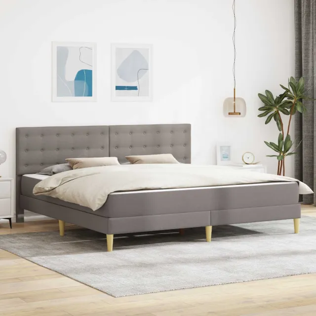 vidaXL Bedframe met matras Taupe 200 x 200 cm Stof