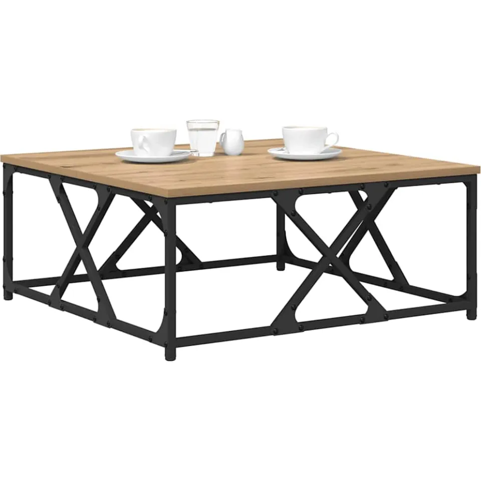 vidaXL Salontafel Artisan Eiken 70 x 70 x 30 cm Bewerkt hout, foto 3