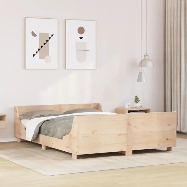 vidaXL Bedframe zonder matras massief grenenhout 135x190 cm bruin