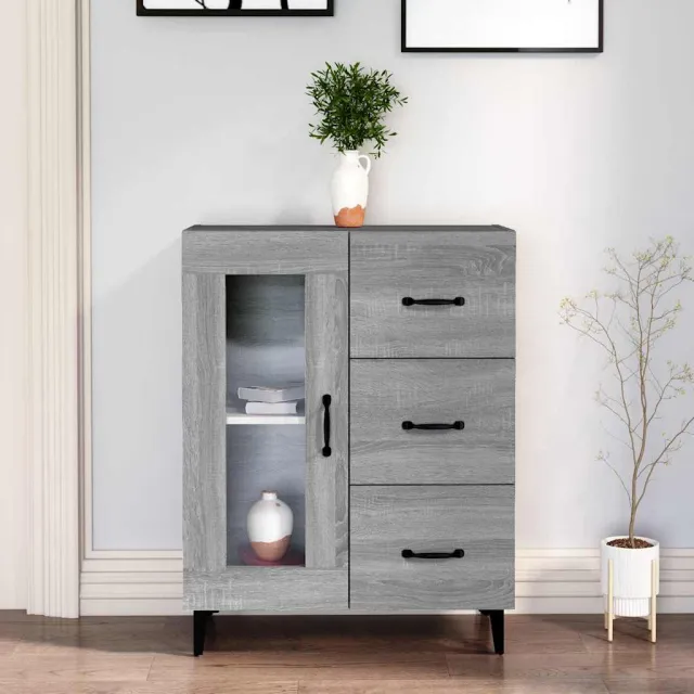 vidaXL Dressoir 69,5x34x90 cm bewerkt hout grijs sonoma eikenkleurig, foto 2