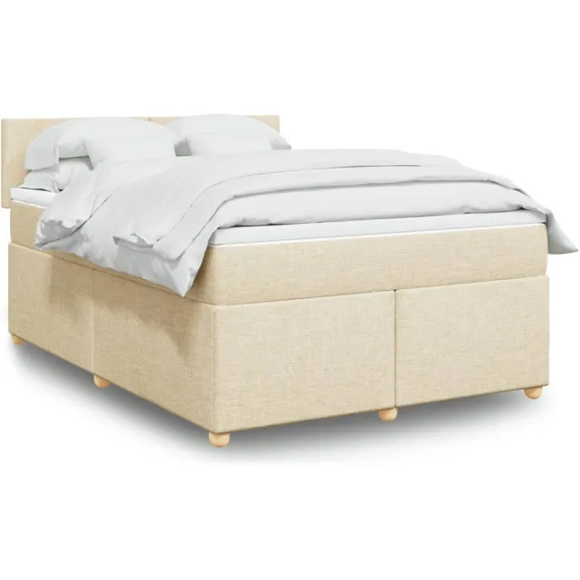 vidaXL Boxspring met matras stof crèmekleurig 160x200 cm