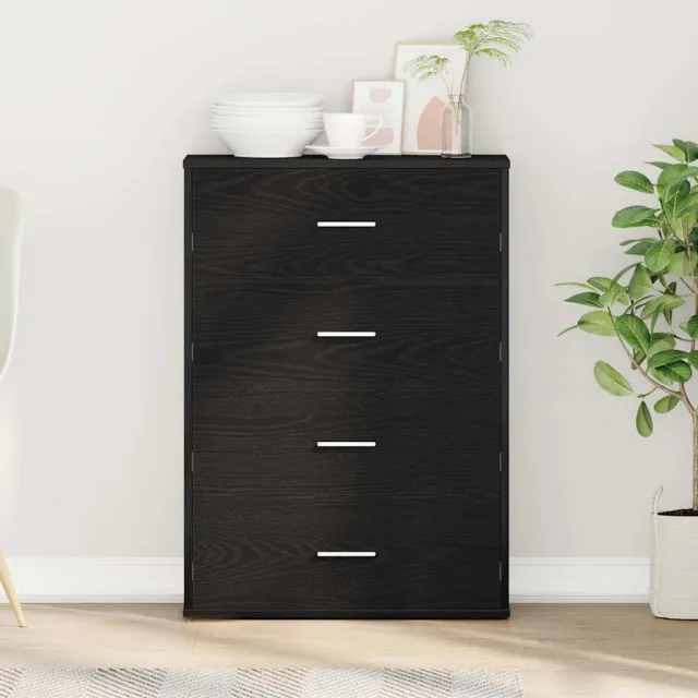 vidaXL Dressoir Zwart Eiken 60 x 31 x 84 cm Bewerkt hout, foto 2