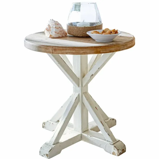 Loberon Bijzettafel Frapelle antiekwit/bruin