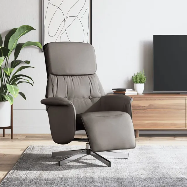 vidaXL Fauteuil verstelbaar met voetensteun stof taupe