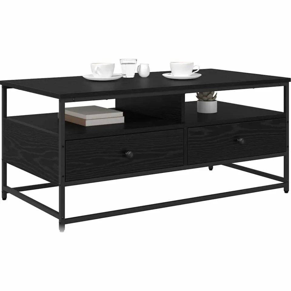 vidaXL Salontafel Zwart eiken 100 x 51 x 45 cm Bewerkt hout, foto 3