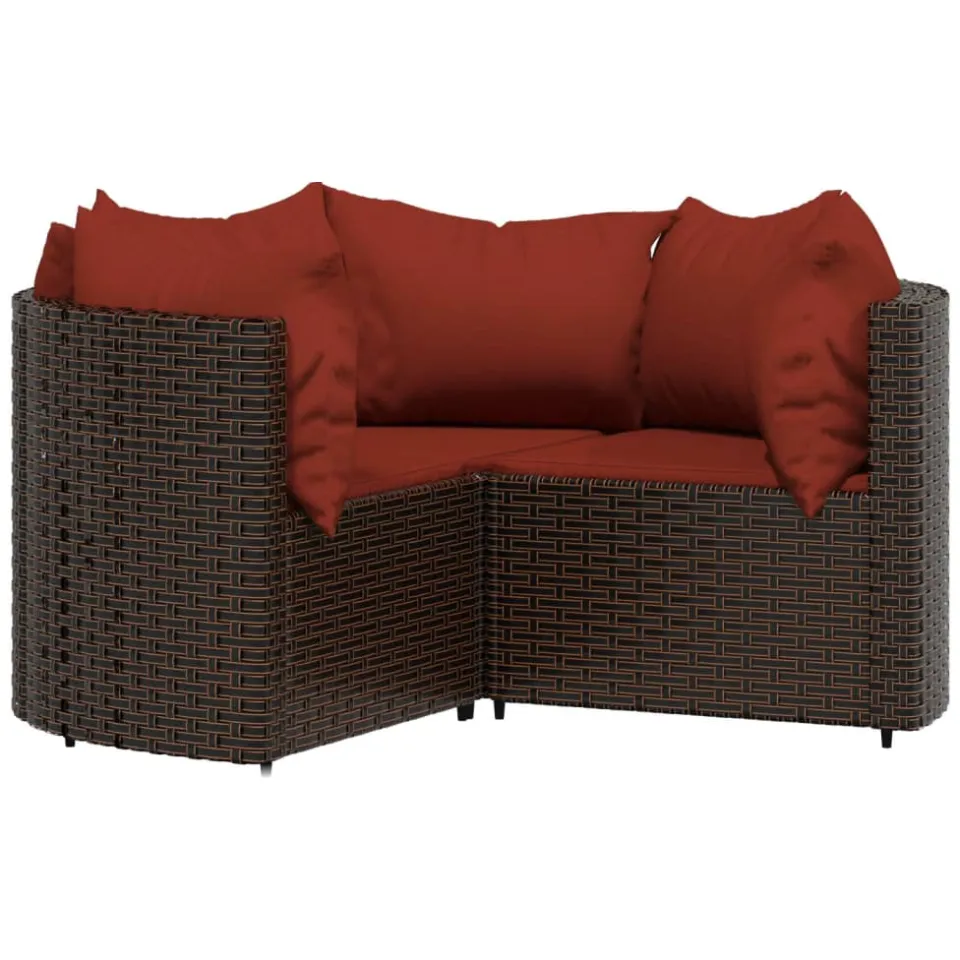 vidaXL 4-delige Loungeset met kussens poly rattan bruin