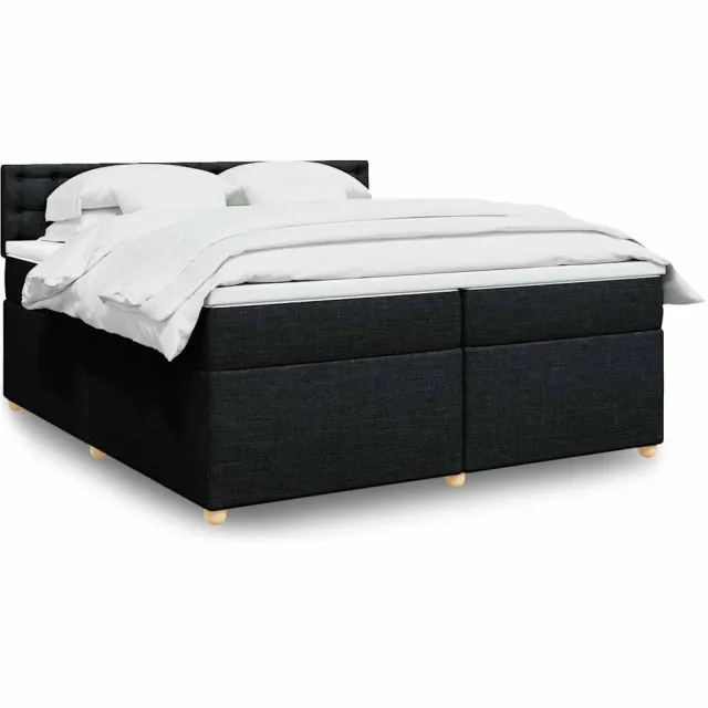 vidaXL Boxspring met matras stof zwart 200x200 cm
