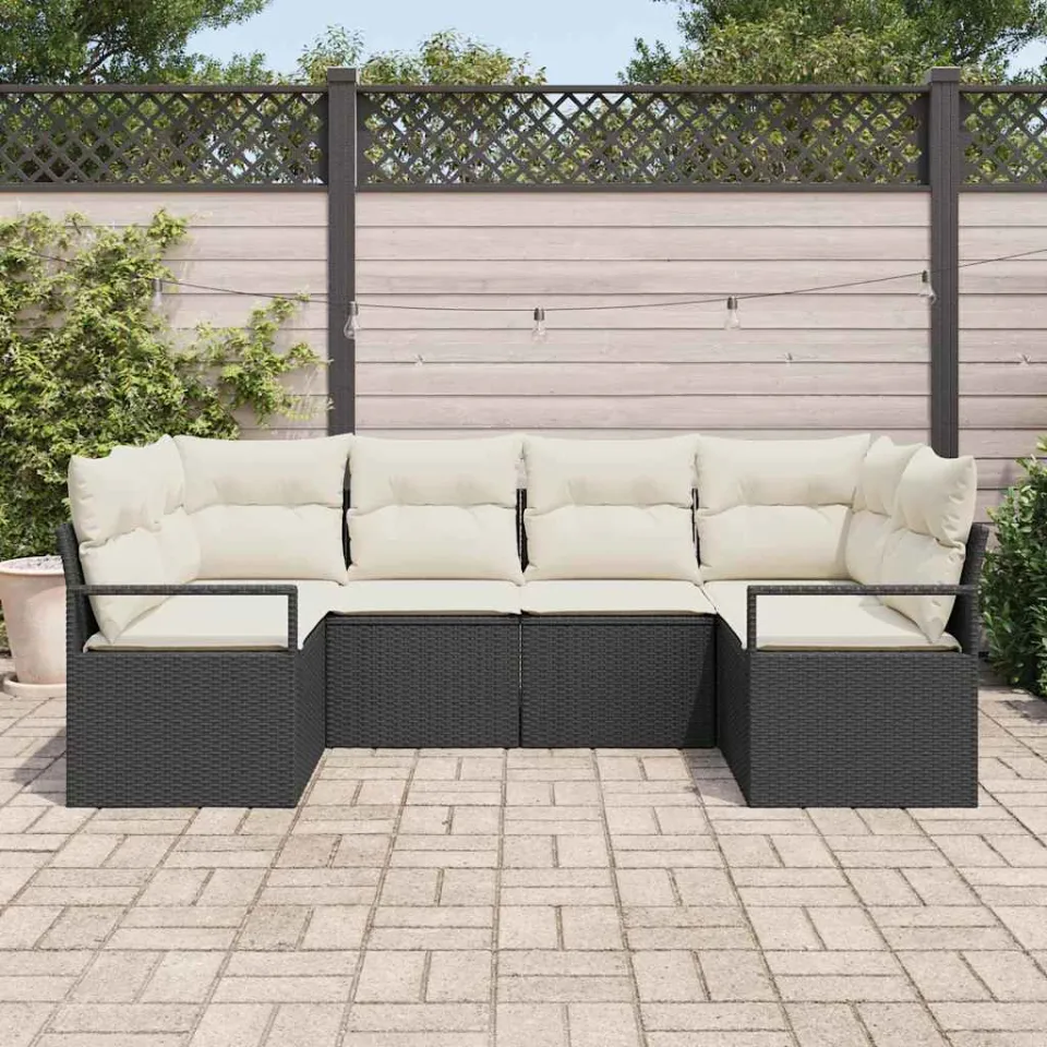 vidaXL Bankstel 6 st Zwart poly rattan, foto 3