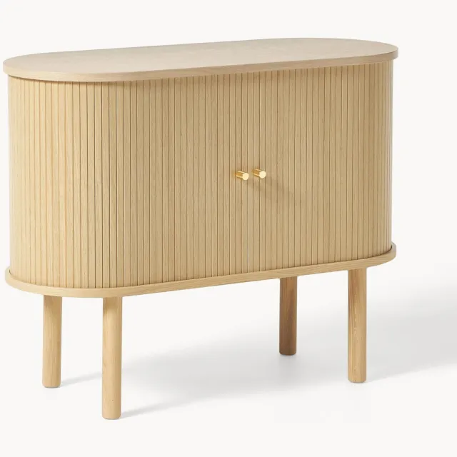Westwing Collection Kleine dressoir Calary met gefronste voorkant Beige