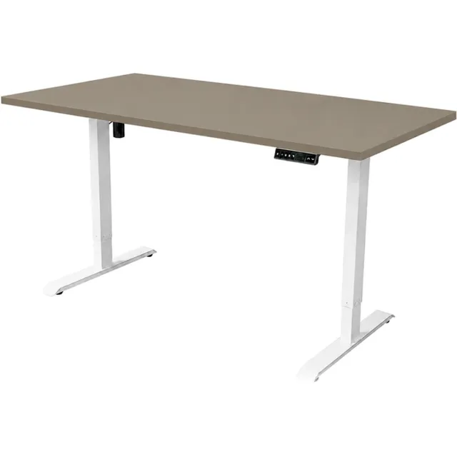 Sedero Elektrisch verstelbaar bureau - 180x80 cm - Single motor - Wit / Taupe Wit Taupe
