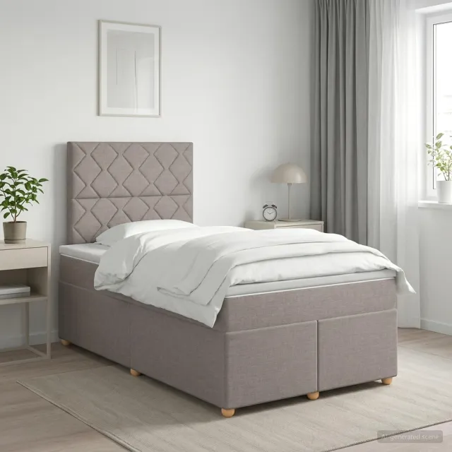 vidaXL Boxspringbed met matras met hoofdeinde Taupe 120 x 190 cm Stof