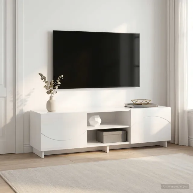 vidaXL TV-standaard 140 x 34,5 x 40 cm Hoogglans Wit Bewerkt hout