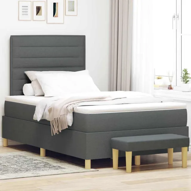 vidaXL Boxspring bed met hoofdeinde Donkergrijs 200 x 120 cm Stof
