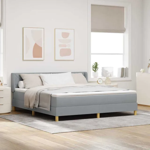 vidaXL Boxspringbed met hoofdeinde Lichtgrijs 200 x 180 cm Stof