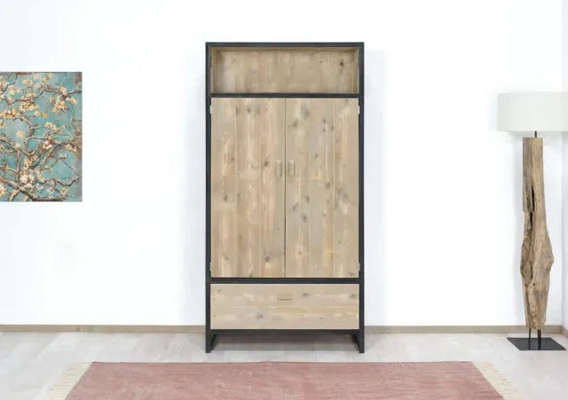 NordXL Steigerhouten kast Badin met stalen frame