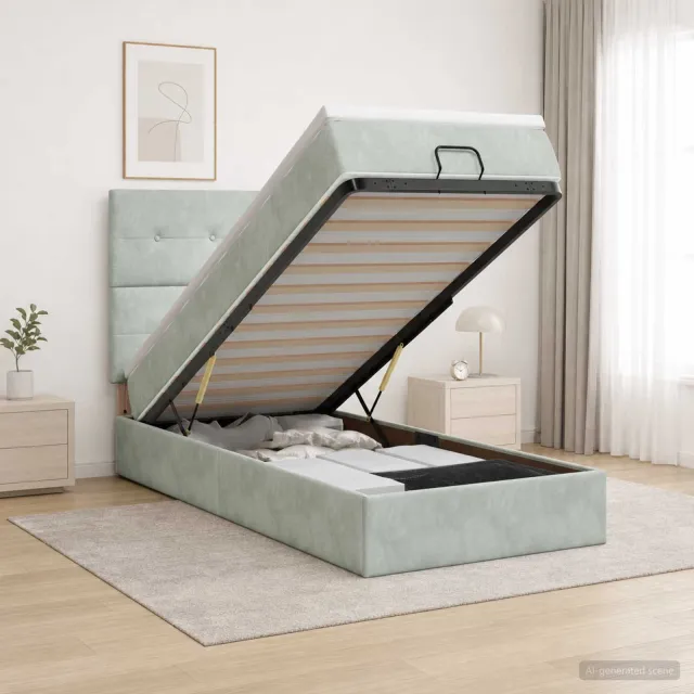 vidaXL Ottoman bed met matras Lichtgrijs 100 x 200 cm Fluweel