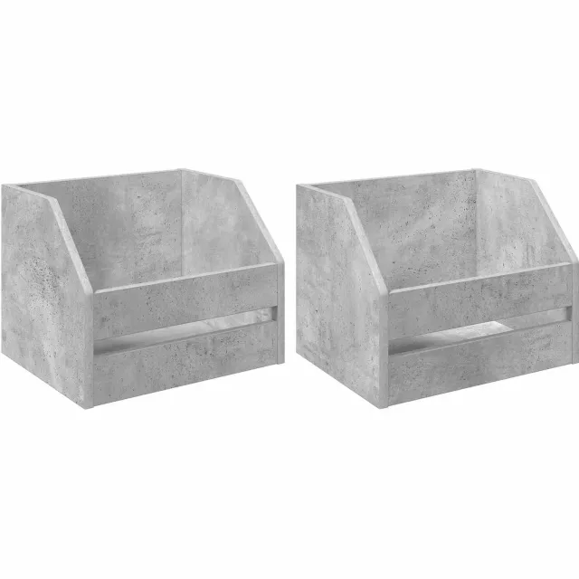 vidaXL Vinyl - Album - Doos - 2 - st - Betongrijs - 38 - x - 30 - x - 29 - cm - Bewerkt - hout