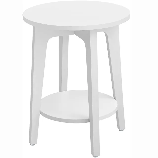 Oskar Ronde bijzettafel LET283T14V1 – Wit – Met onderplank – Ø 40 x 50,7 cm