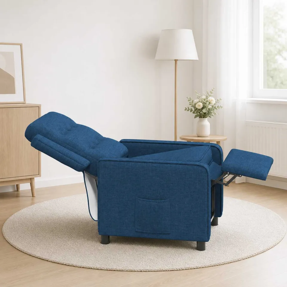 vidaXL Ligstoel Blauw 65 x 93 x 102 cm Stof, foto 3