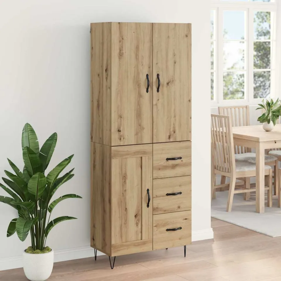 vidaXL Hoge kast 2 st Artisan Eiken 69,5 x 34 x 180 cm Bewerkt hout, foto 3