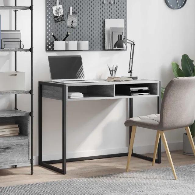 vidaXL Bureau Grijs Sonoma Bewerkt hout 100 x 50 x 75 cm, foto 2