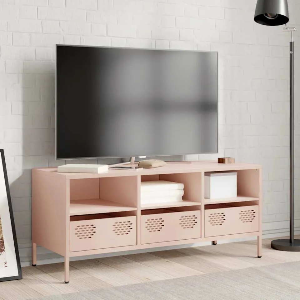 vidaXL Tv-meubel 101,5x39x43,5 cm koudgewalst staal roze, foto 2