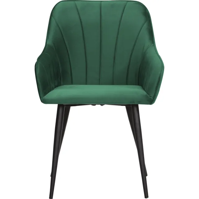 Soof&Tess - Ferrara Eetkamerstoel - Groen - Fluweel - Velvet - Industrieel - Met armleuning - Easy Clean Stoffen - Hoge Kwaliteit
