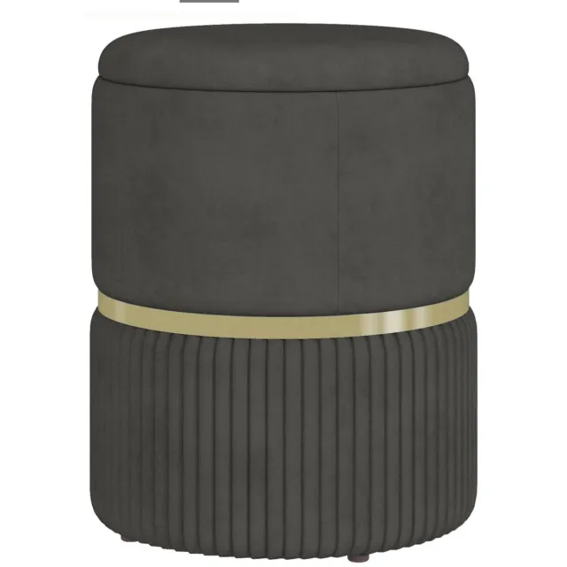 Linkforu Kruk – Voetenbank – Zitverhoger – Opbergpoef - Fluweel - Zwart – 36x36x44 cm Grijs