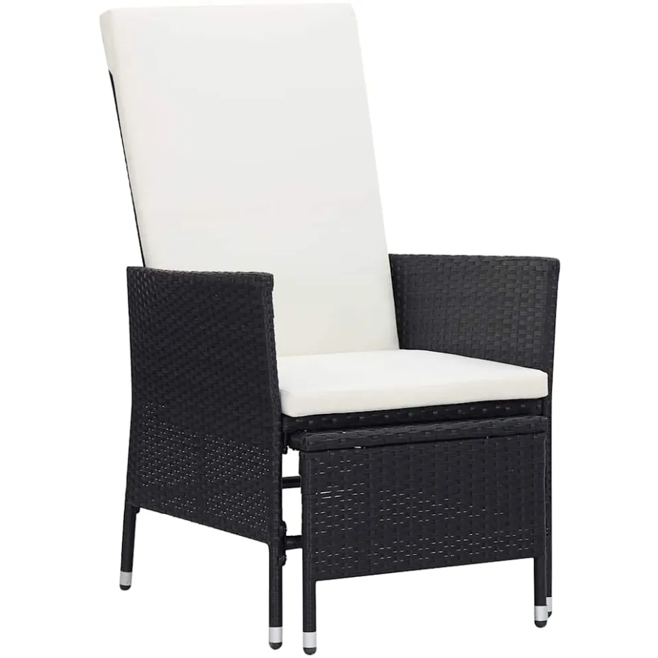vidaXL 3-delige Loungeset met kussens poly rattan zwart, foto 2