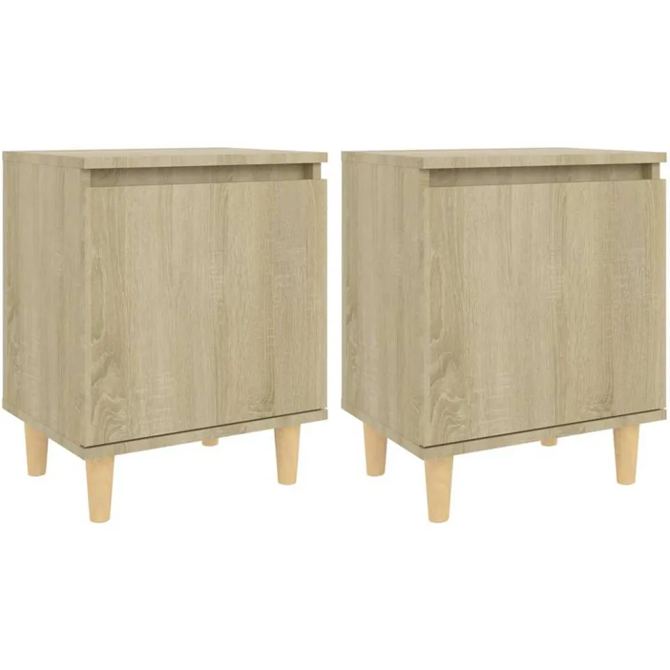 vidaXL Nachtkastjes 2 st met houten poten 40x30x50 cm sonoma eiken, foto 3