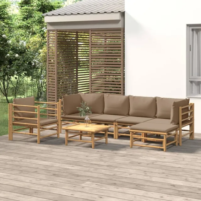 vidaXL 7-delige Loungeset met kussens bamboe taupe, foto 2