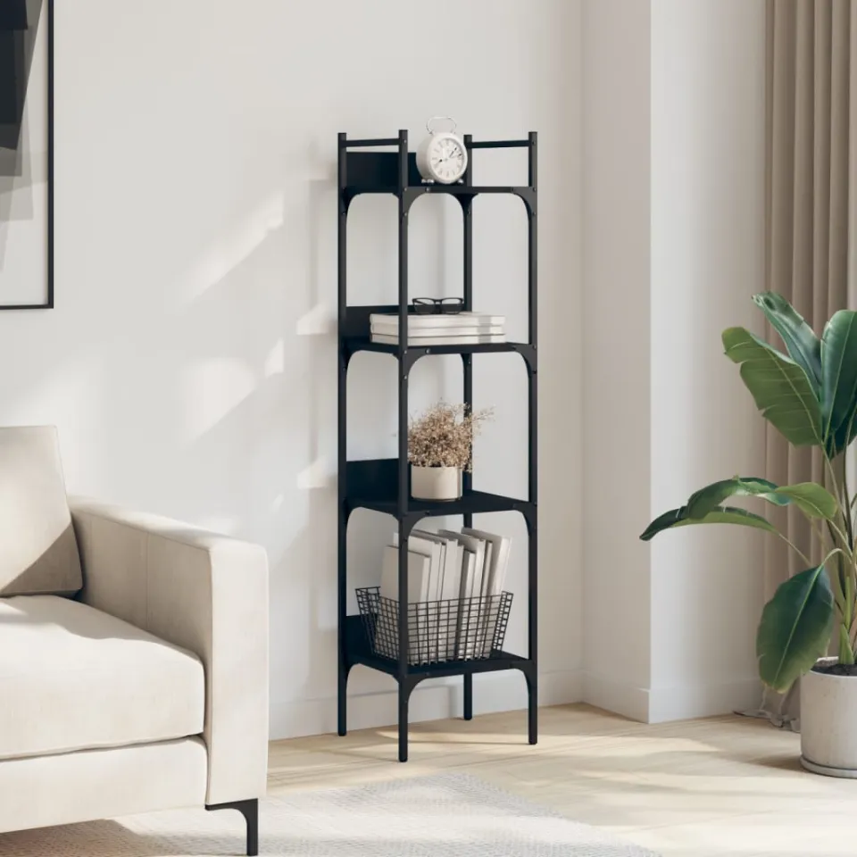 vidaXL Boekenkast 4-laags 35x30x138,5 cm bewerkt hout zwart, foto 3