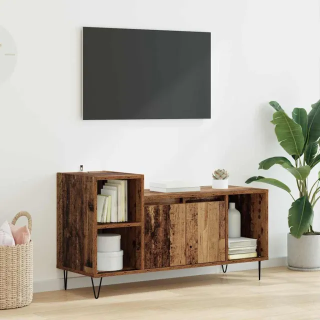 vidaXL TV-kast 100 x 35 x 55 cm Oud Hout Bewerkt hout bruin, foto 2