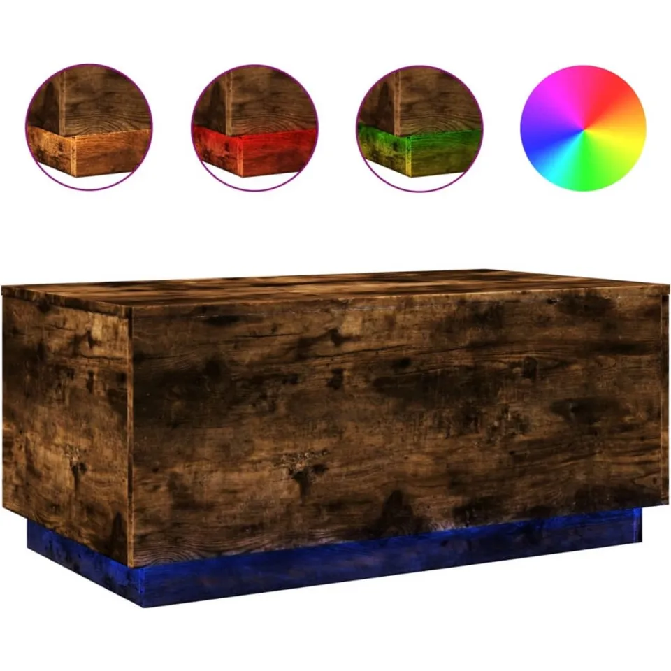 vidaXL Salontafel met LED-verlichting 90x50x40 cm gerookt eikenkleurig, foto 3
