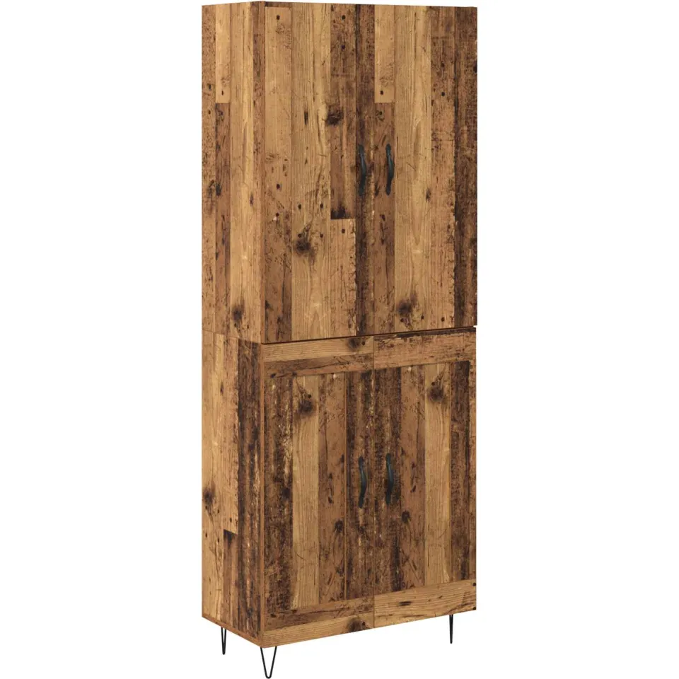 vidaXL Hoge kast 2 st Oudhout 69,5 x 34 x 180 cm Bewerkt hout bruin, foto 3