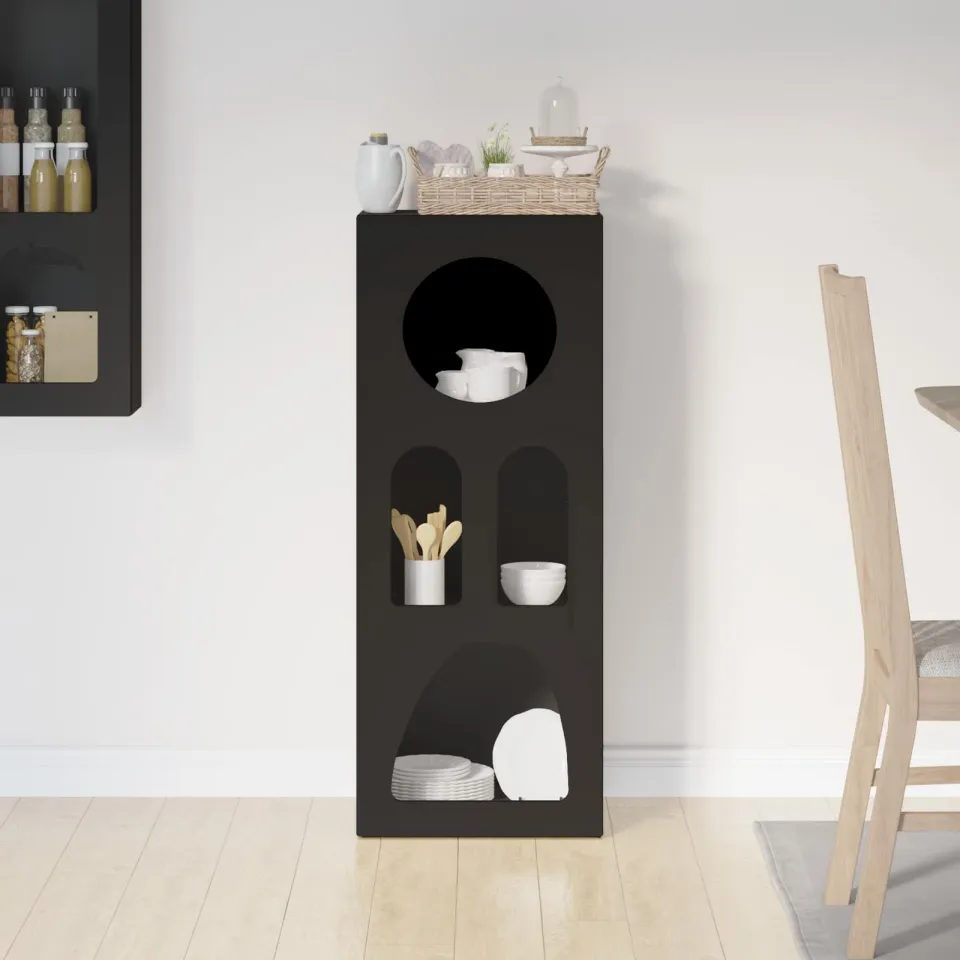 vidaXL Dressoir ELST Zwart 40 x 35 x 100,5 cm Bewerkt hout, foto 4